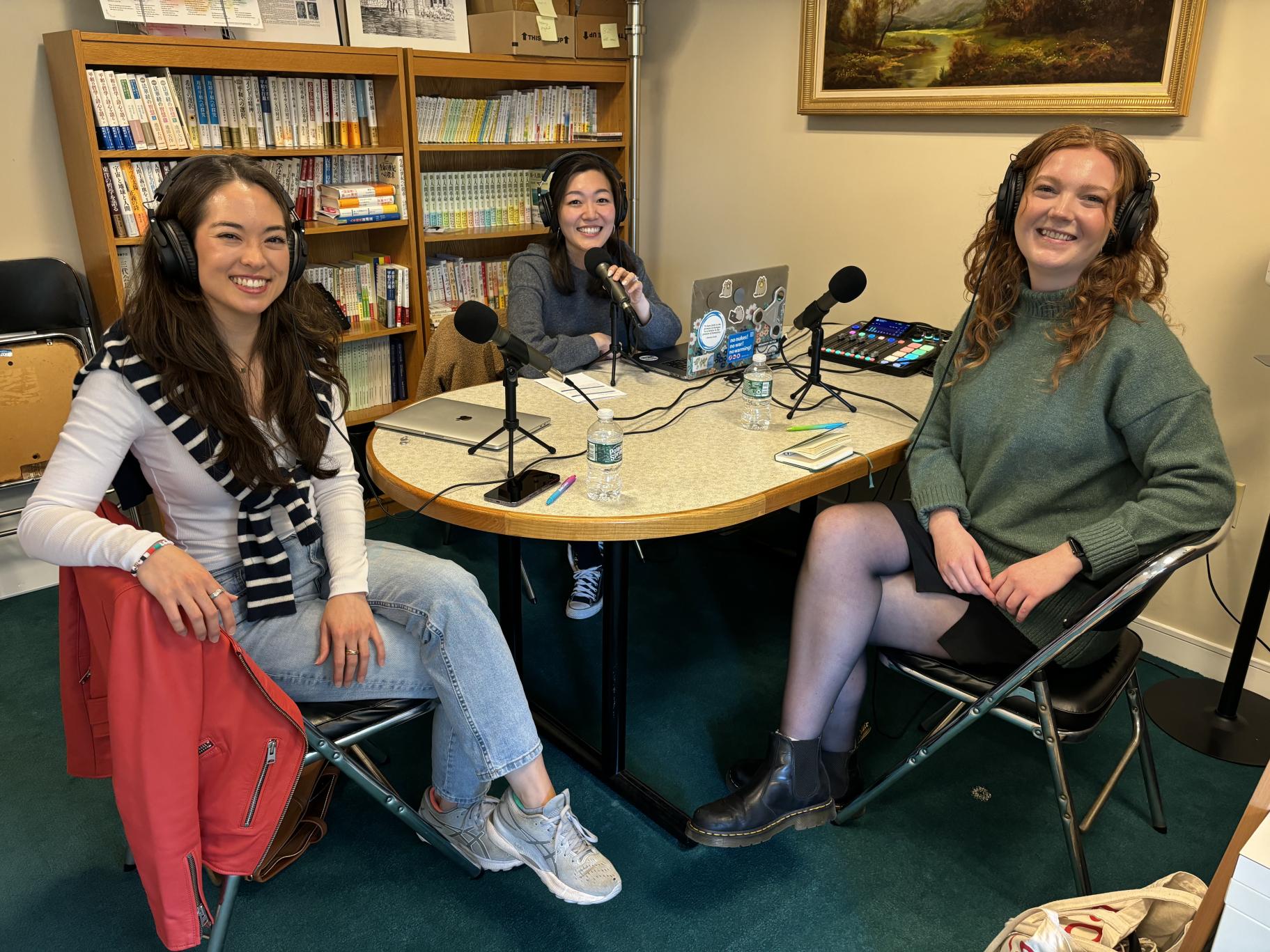 Lillian Emma and Molly in the Dialogue Studio